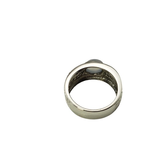 Vintage 18 Karat White Gold Moonstone and Diamond Ring Size 7.75 #10670 - Picture 5 of 8